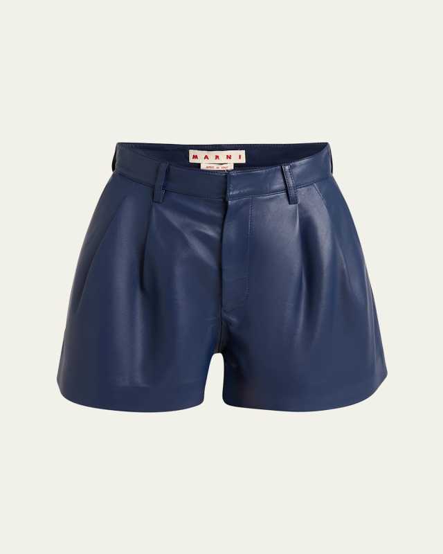 Leather Pleated Shorts